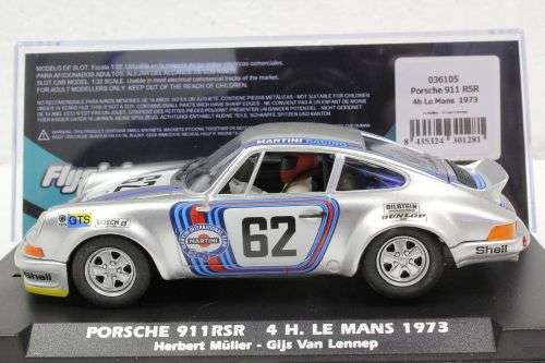 Scalextric FLYSLOT Porsche 911 RSR Martini Racing 4h Le Mans 1973 #62 Ref 036105 1/32 SLOT CAR