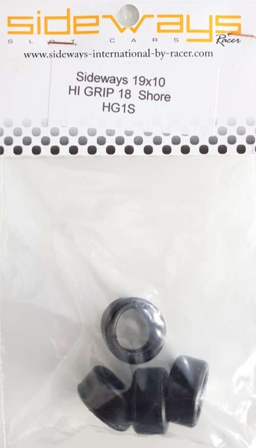 Scalextric SIDEWAYS SLOT IT FLY CARRERA NINCO 4 TYRES 19x10 HI GRIP 18 Shore SW-HG1s   1/32 SLOT CAR