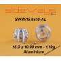 SIDEWAYS SWW/15.9X10 MM  ALUMINIUM WHEELS X 2  USES 2.38MM AXLE 1/32 SLOT CAR PARTS