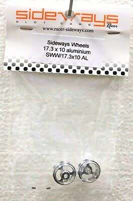 SIDEWAYS SWW/17.3 X 10 MM ALUMINIUM WHEELS X 2 for 2.38MM AXLE 1/32 SLOT CAR PARTS
