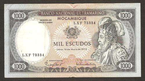Mozambique 1000 Escudos 1972 P.112b F+ condition