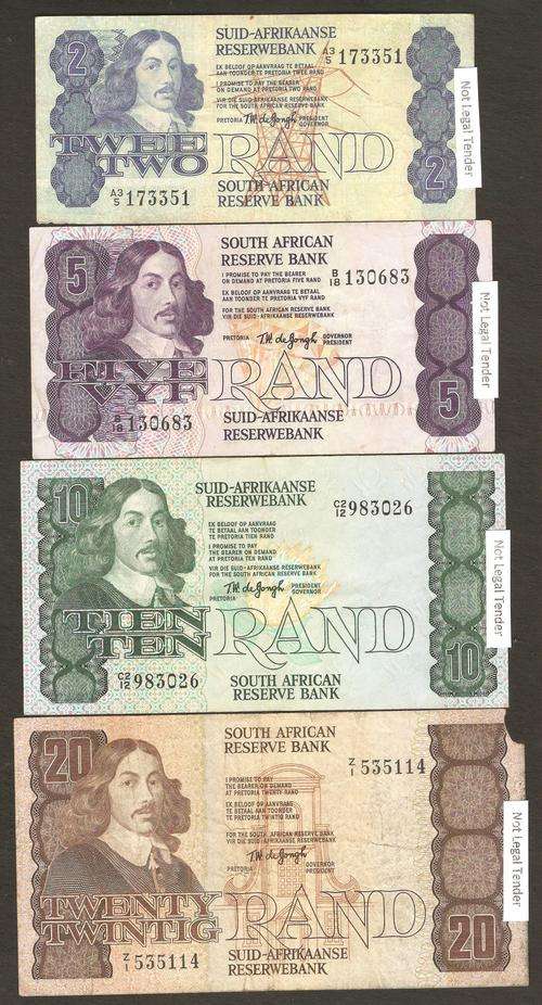 TW de Jongh(4th issue) 1978 - full set, with R20 replacement note