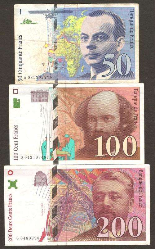 France - Set of the first 3 denominations from the 1993-2000 issue - see details below