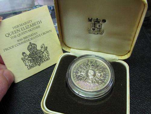 Great Britain 25 Pence 1980 - The Queen Mothers 80th birthday Silver Proof Crown