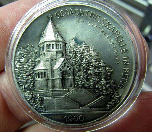 Memorial chapel in memory of King Ludwig II completed in 1900 silver medllion