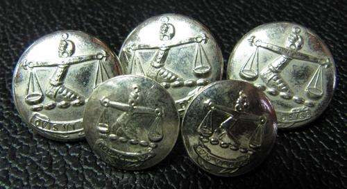 6x buttons with the motto 'qvis vt devs?' by Metal Art, Pretoria - CRAZY R1 START!!!!!