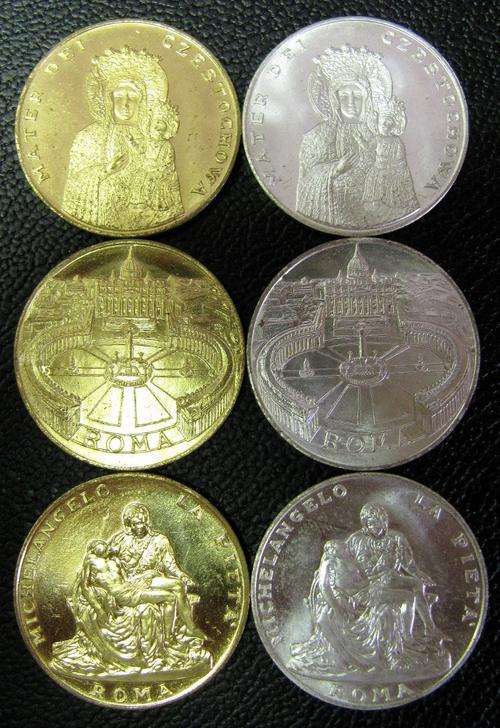 1983 Set of Silver & Gold plated Pope John Paul II medallions