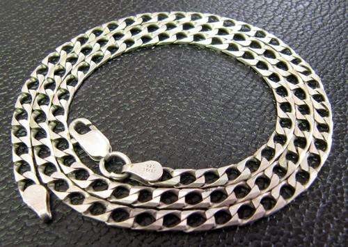 Sterling Silver Curb Chain princess necklace - 50cm - Italy