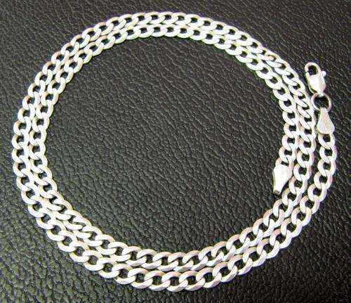 Sterling Silver Curb Chain princess necklace - 51cm - Italy