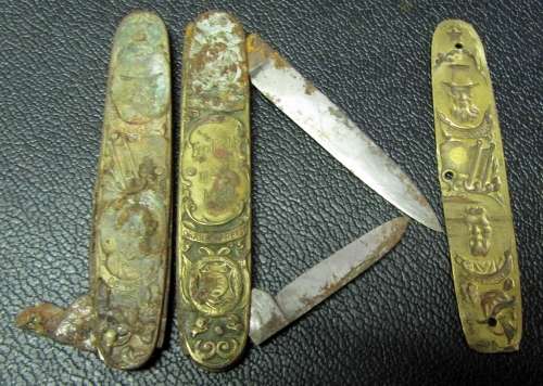 Two Kruger & De Wet pocket knives - Brass Plated - Restoration Project