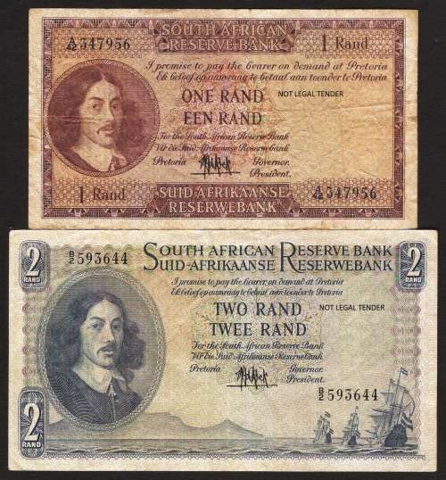 SA 1 & 2 Rand (MH de Kock 4th Issue)1961, E/A - details in listing