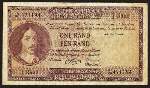 SA 1 Rand (G Rissik 1st Issue)1962, E/A in F+/VF condition