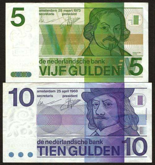 Netherlands - Set of 5 & 10 Gulden notes from the 1960/70's - details in listing