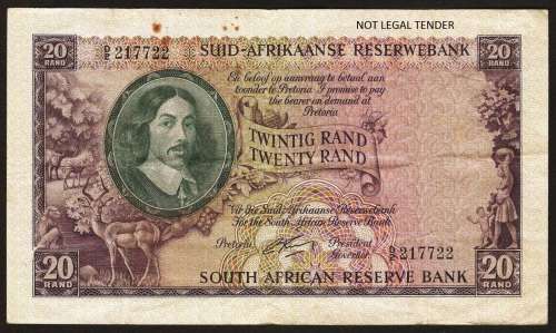 SA 20 Rand (G Rissik 1st issue)1962, A/E in F/F+ condition - with rust stains