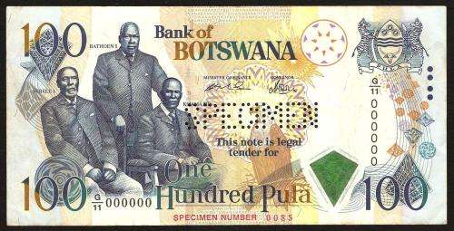 Botswana 100 Pula ND(2000) P.23 VF condition *SPECIMEN* note-CRAZY R1 START!!!