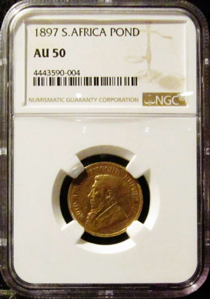 1897 Pond NGC Graded AU50-RARE KRUGER GOLD with GREAT LUSTRE!!