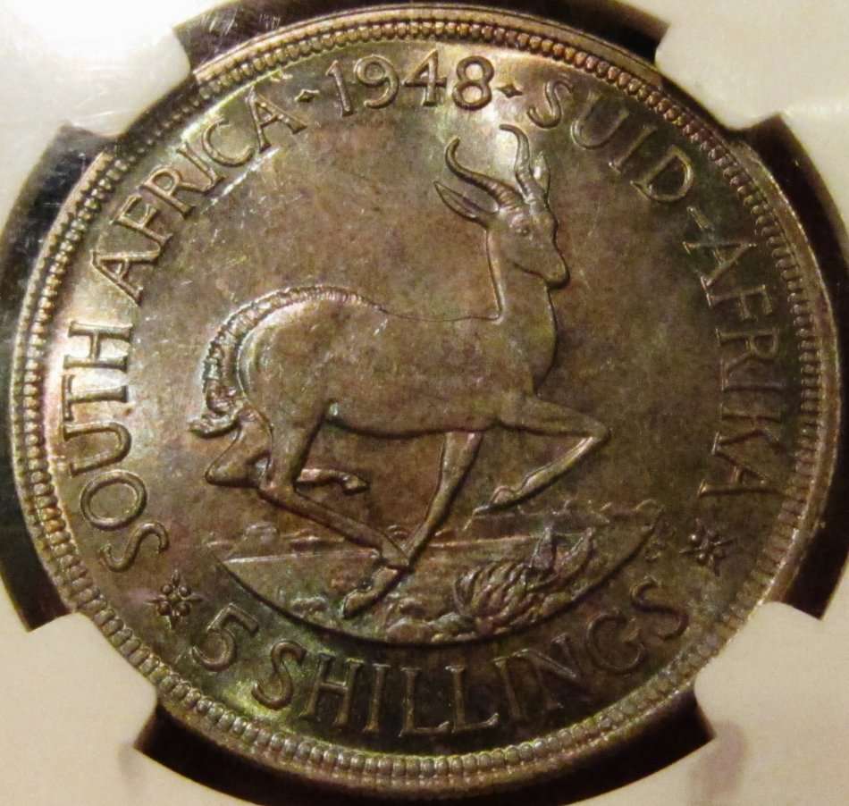 1948 5 Shillings NGC graded MS63-Attractive UNC!!