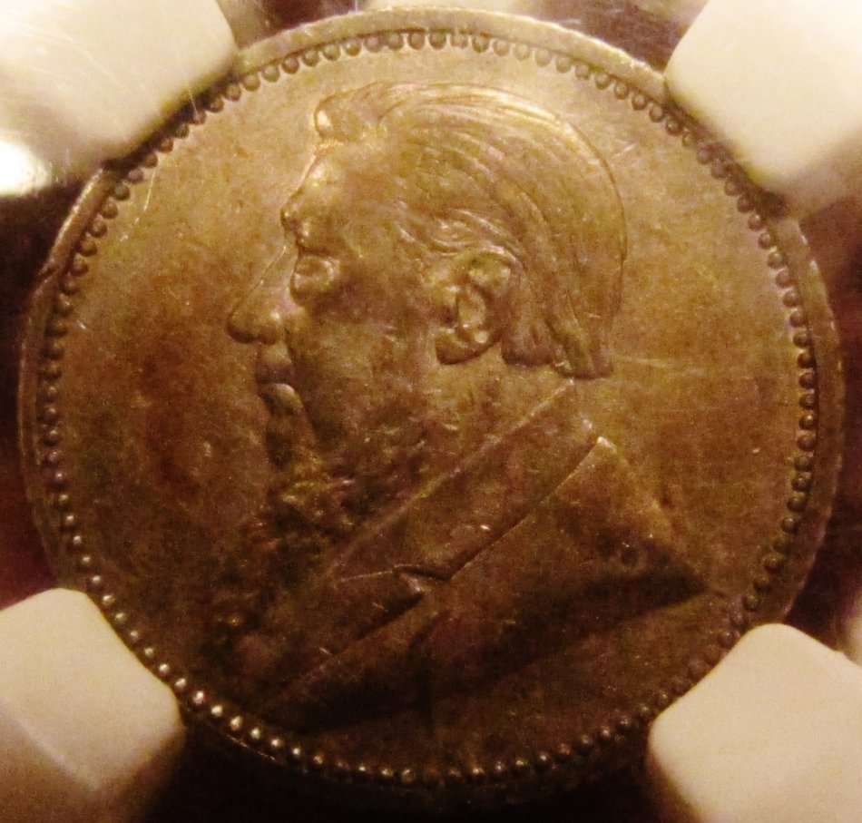 1895 ZAR 6 Pence  NGC Graded AU55-Superb details and lovely subtle obverse colours!!!