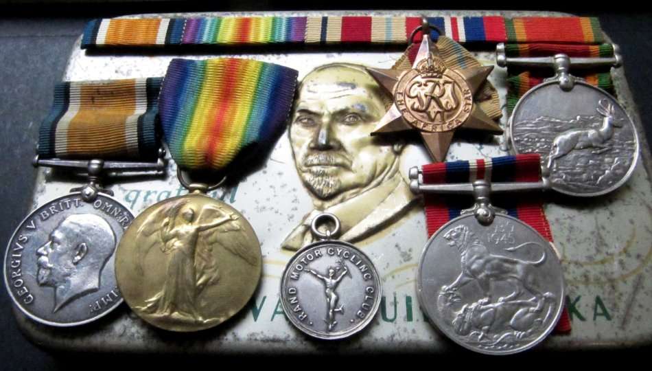 WWI & WWII Group of 5 awarded to E.W.I. Bennett - in Smuts Xmas tin & cyclist medal