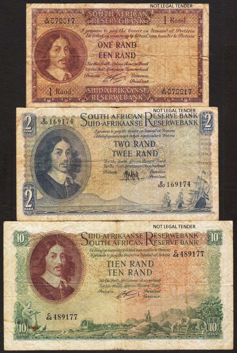 SA - early 1960's set of R1, R2, R10 notes