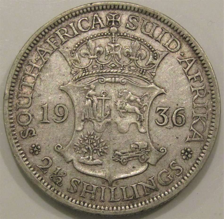 1936 Union of South Africa 2 1/2 Shillings