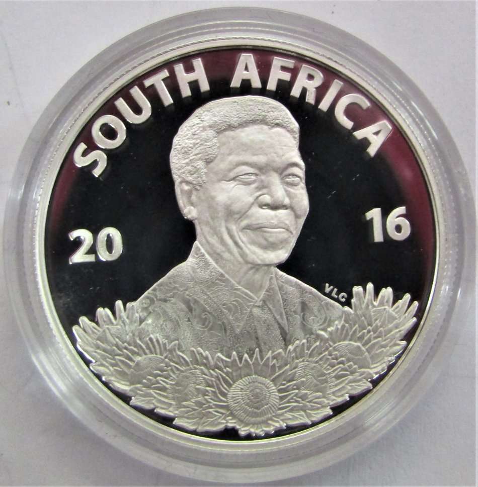 2016 Nelson Mandela Life of a Legend Proof Cameo Silver R1 in original SA MUNT BOX with COA