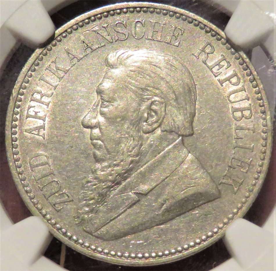 "RESERVED FOR THIRIONCC" 1895 ZAR 2 1/2 Shillings NGC graded AU58