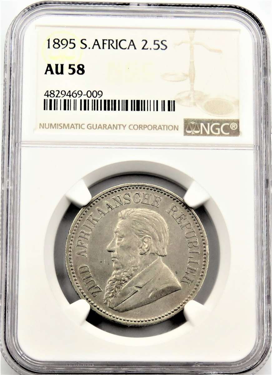 "RESERVED FOR THIRIONCC" 1895 ZAR 2 1/2 Shillings NGC graded AU58