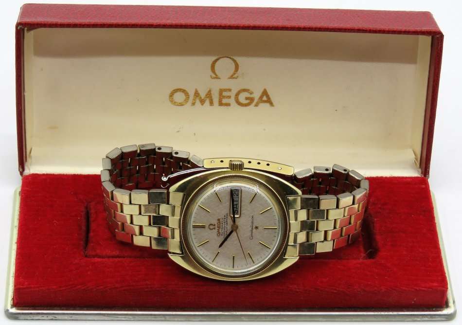 "RESERVED FOR NKB68" Omega Constellation cal.751 day/date with linen dial and Omega box