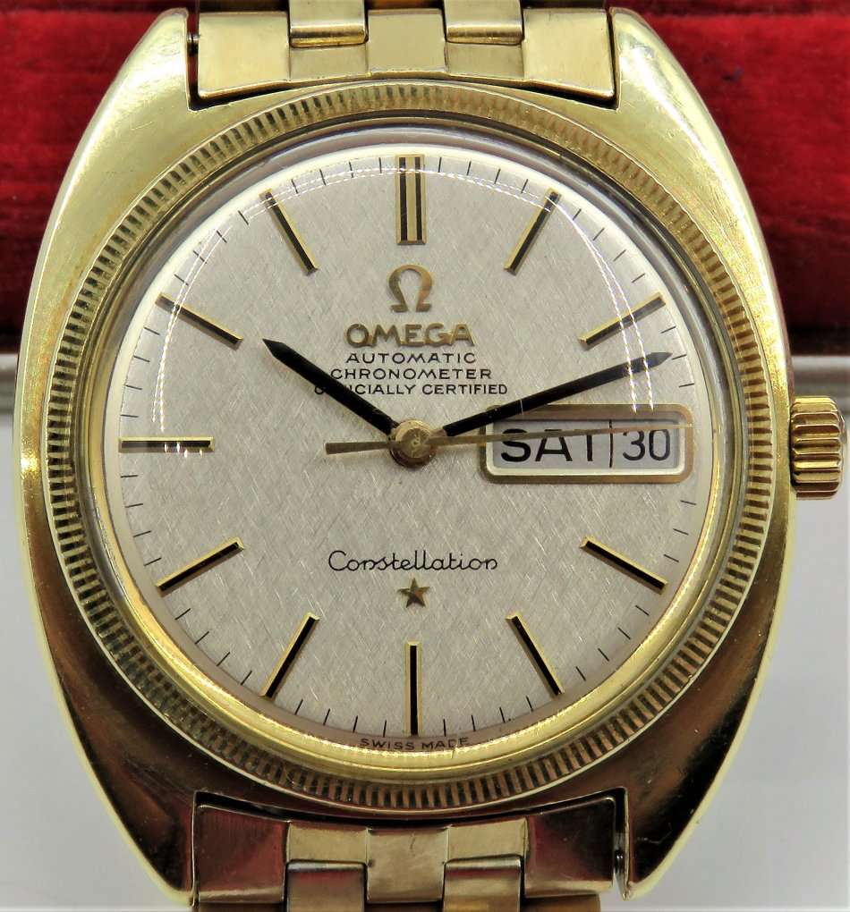 "RESERVED FOR NKB68" Omega Constellation cal.751 day/date with linen dial and Omega box