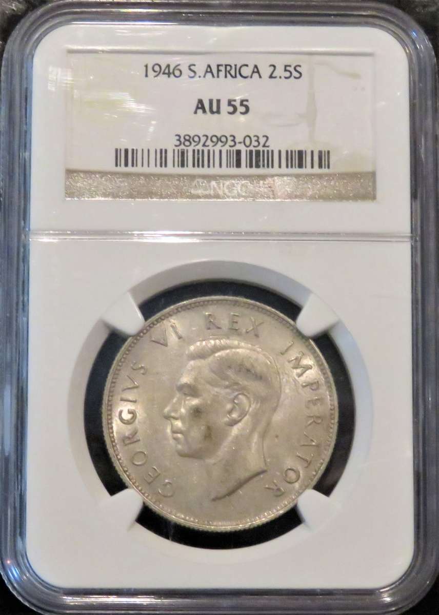 1946 Union of South Africa 2.5 Shillings NGC graded AU55