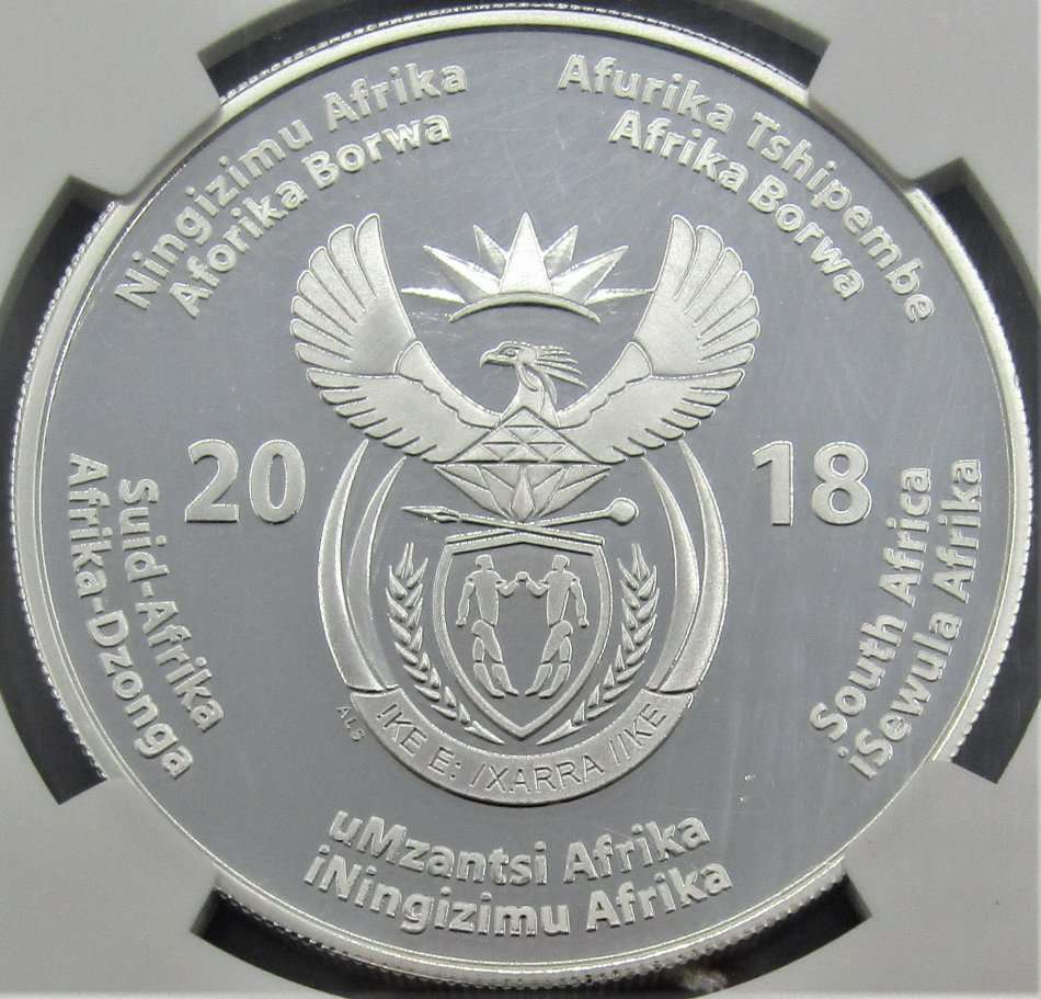 2018 Nelson Mandela 100th Anniver.of Birth Silver R50 "First Releases" NGC Graded PF69 Ultra Cameo
