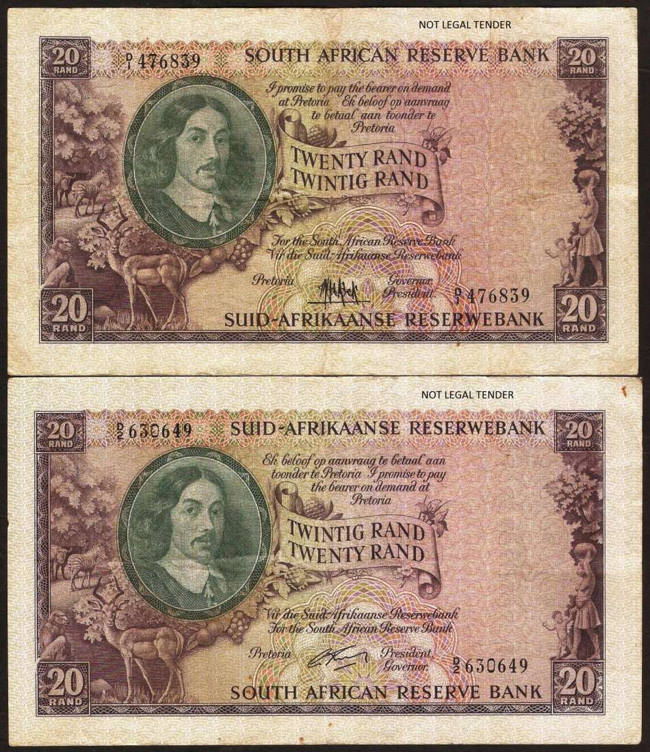SA 20 Rand 1961-1965 - Both Signature Variants