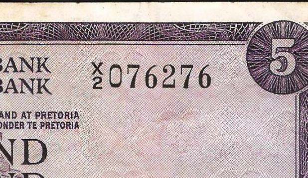 SA 5 Rand (G Rissik 2nd Issue) 1966 - X2 Replacement note - *RARE*