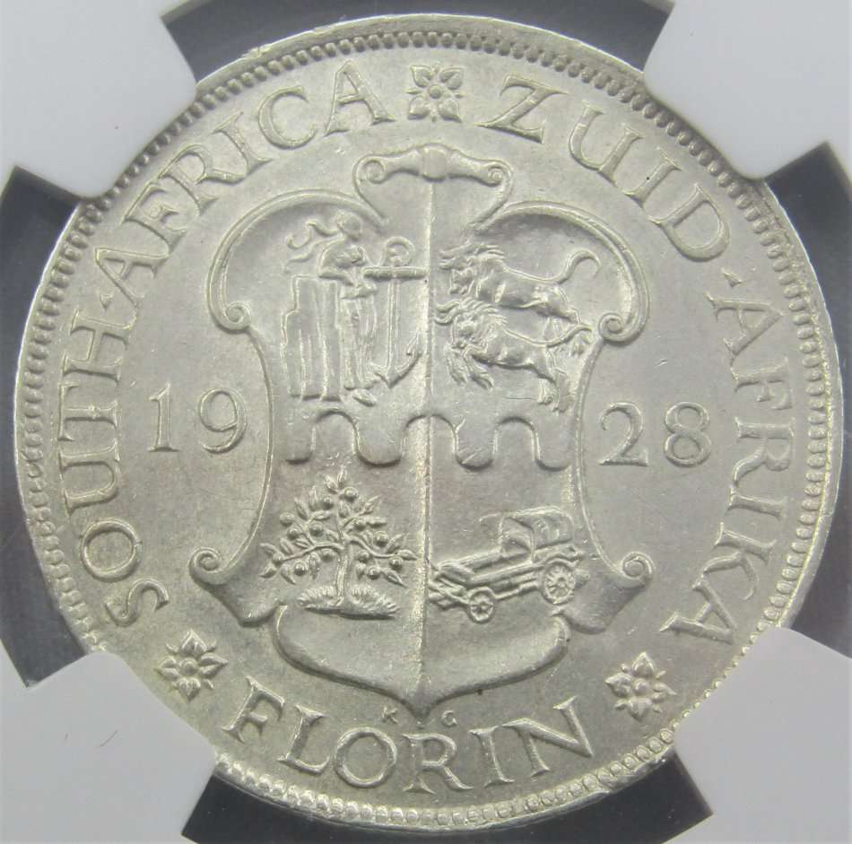 1928 Union of South Africa Florin NGC Graded AU55