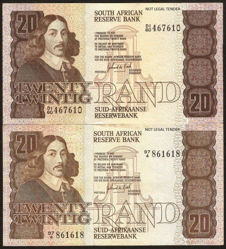SA 20 Rand (G de Kock 2nd Issue) mid 1980's in EF & aUNC condition