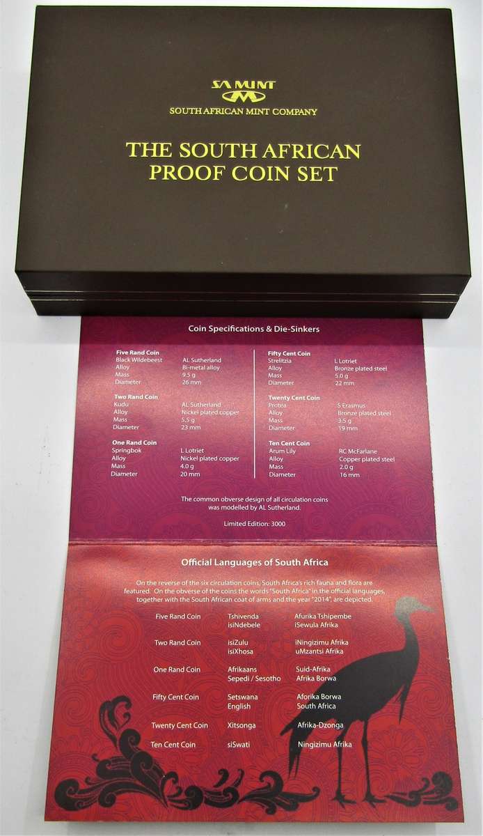 2014 South Africa Proof Set in original box and with COA