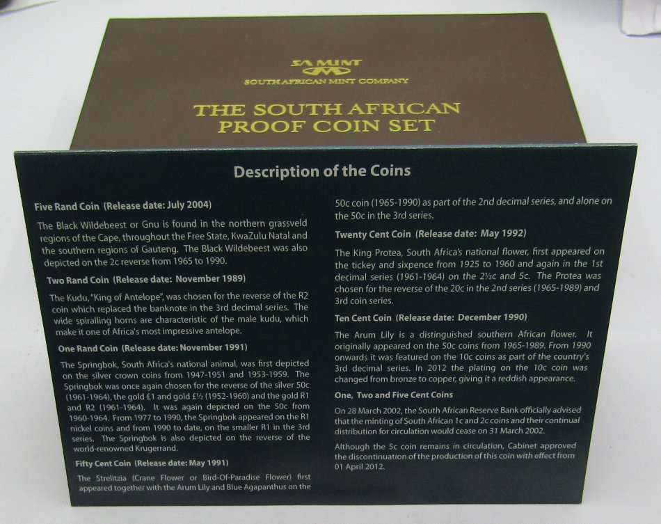 2014 South Africa Proof Set in original box and with COA