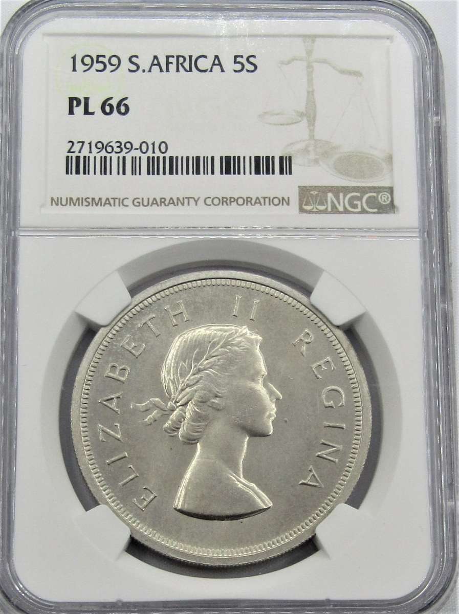 1959 Union of South Africa 5 Shillings NGC Graded PROOFLIKE 66