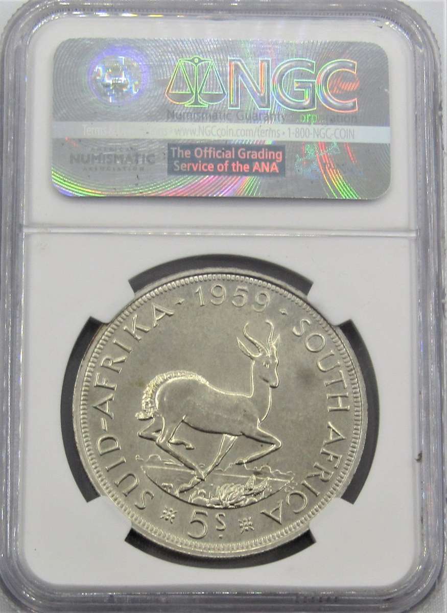 1959 Union of South Africa 5 Shillings NGC Graded PROOFLIKE 66