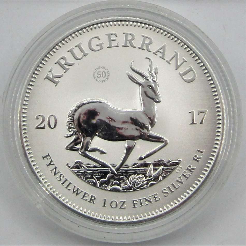 2017 Silver 1 Ounce Krugerrand 50th Anniversary  Premium Uncirculated with COA and Leather Pouch