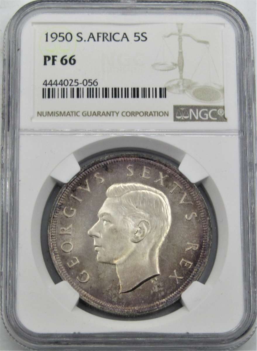 1950 Union of South Africa 5 Shillings NGC Graded PROOF 66