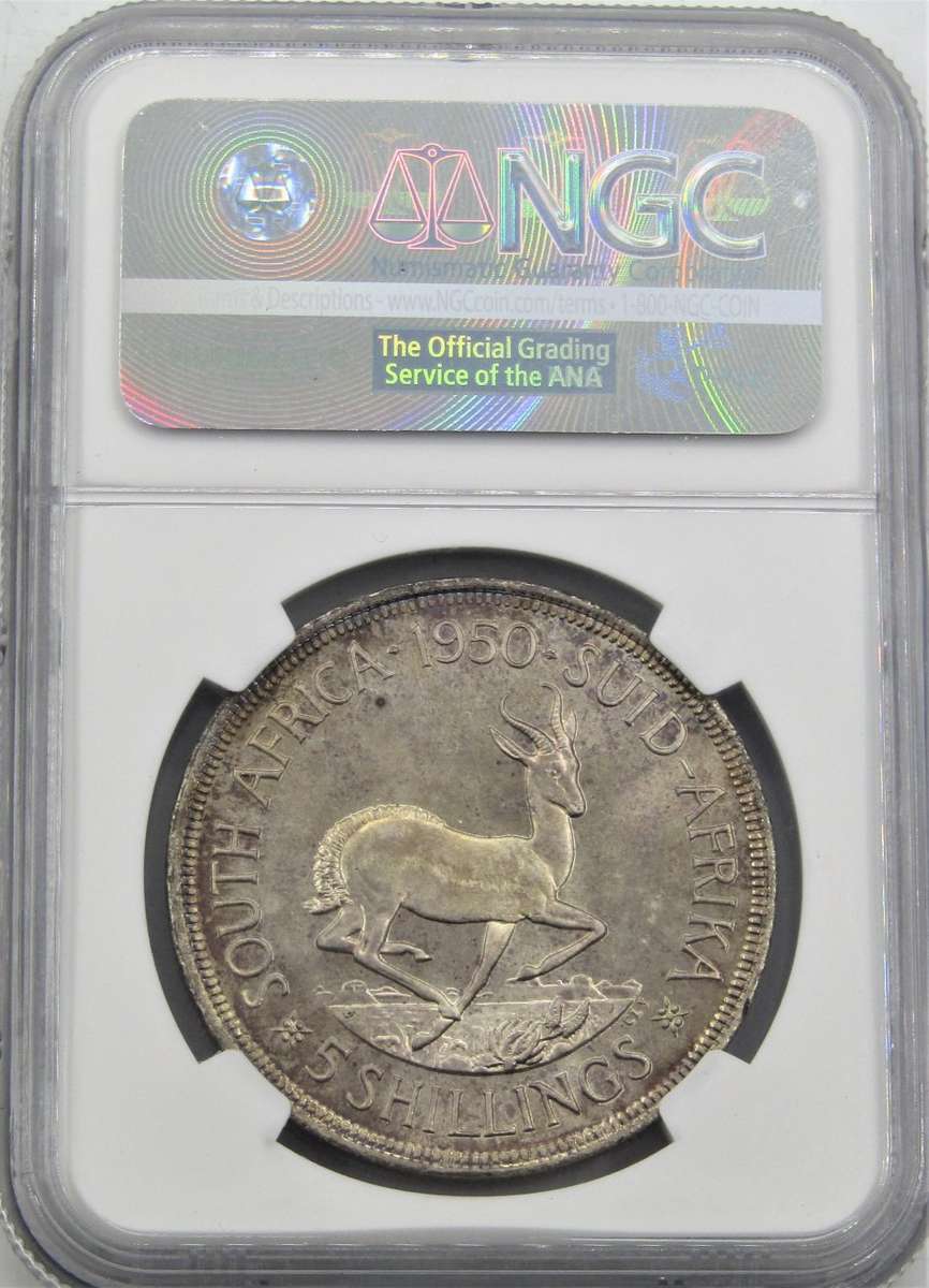 1950 Union of South Africa 5 Shillings NGC Graded PROOF 66