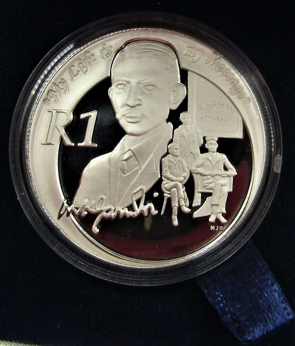 2008  Ghandi Silver Proof R1 in original SA MUNT BOX with COA