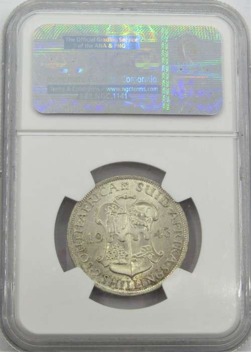 1943 Union of South Africa 2  Shillings NGC Graded AU58