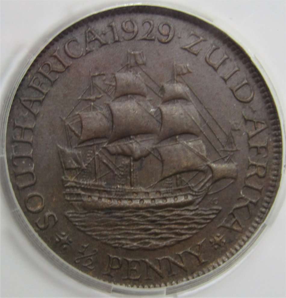 1929 Union of South Africa Half Penny SANGS graded MS64BN