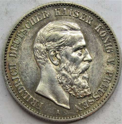 German States: Prussia 2 Marks 1888A `UNCIRCULATED`