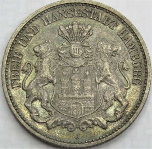 German States: Hamburg 2 Marks 1906J
