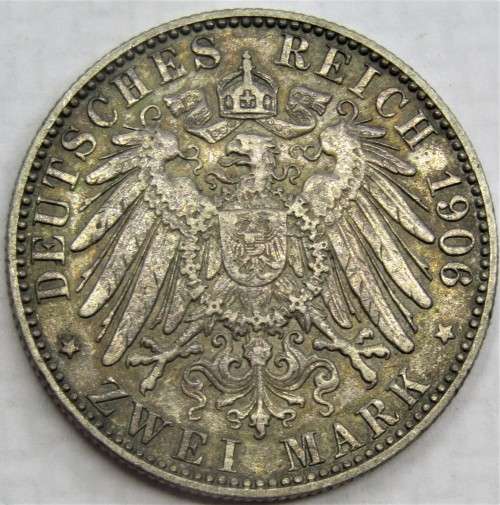 German States: Hamburg 2 Marks 1906J