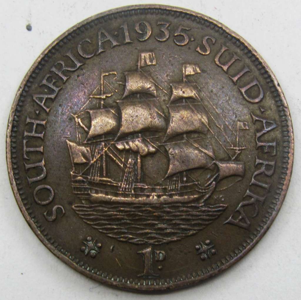 1935 Union of South Africa  Penny and 1/2  Penny